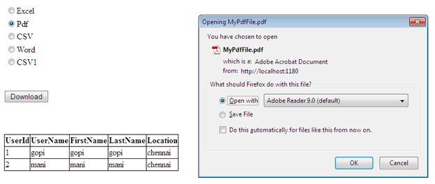 Selecting Radio button